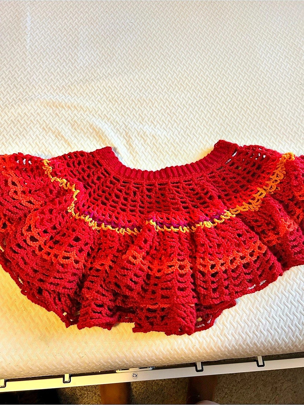 Red & Orange Crochet Piece Like New